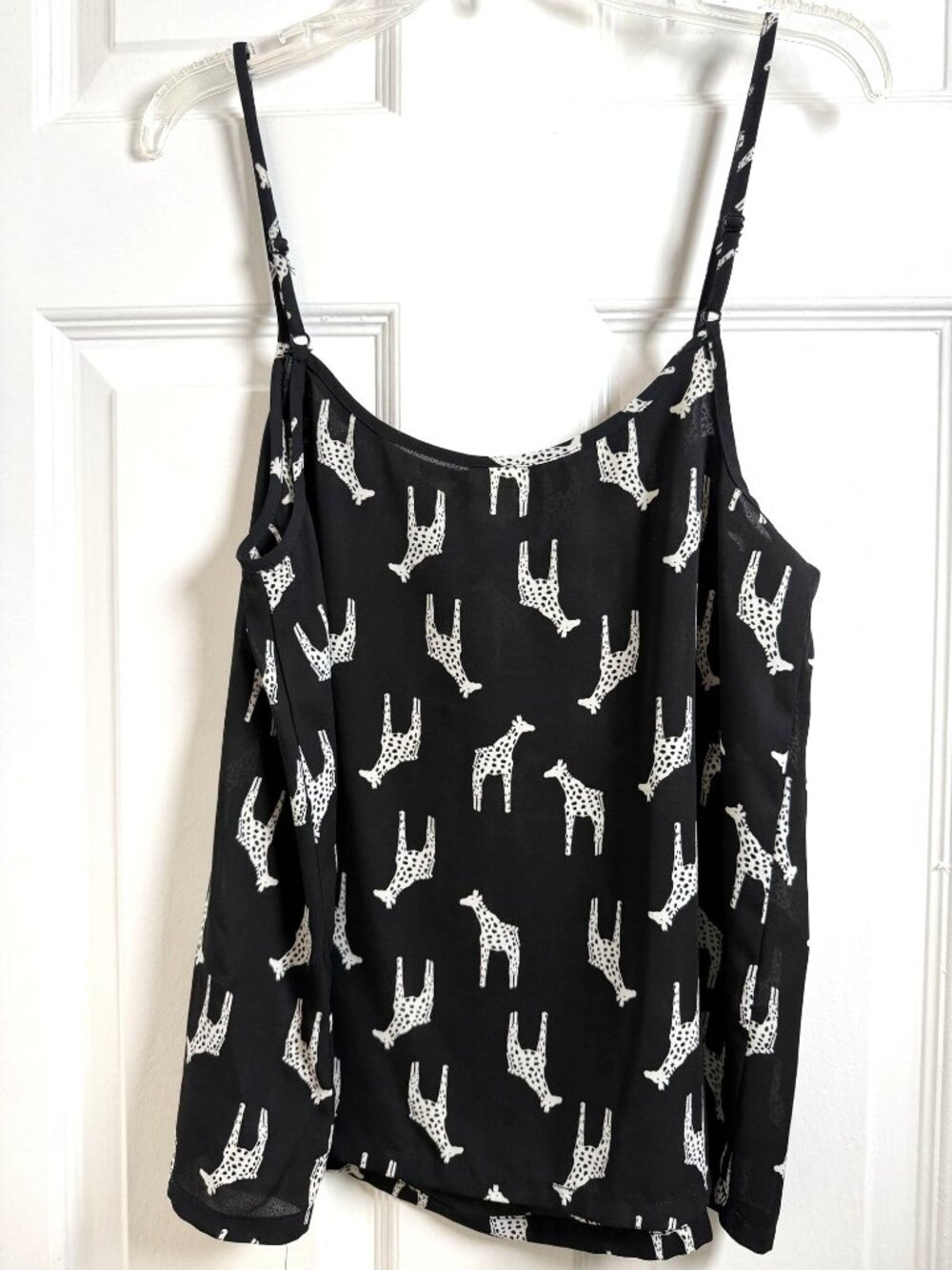LA Hearts Black Giraffe Print Sheer Cami Size Medium Strappy Flowy Summer - Picture 10 of 12